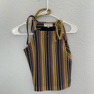 colorful striped tie strap tank top